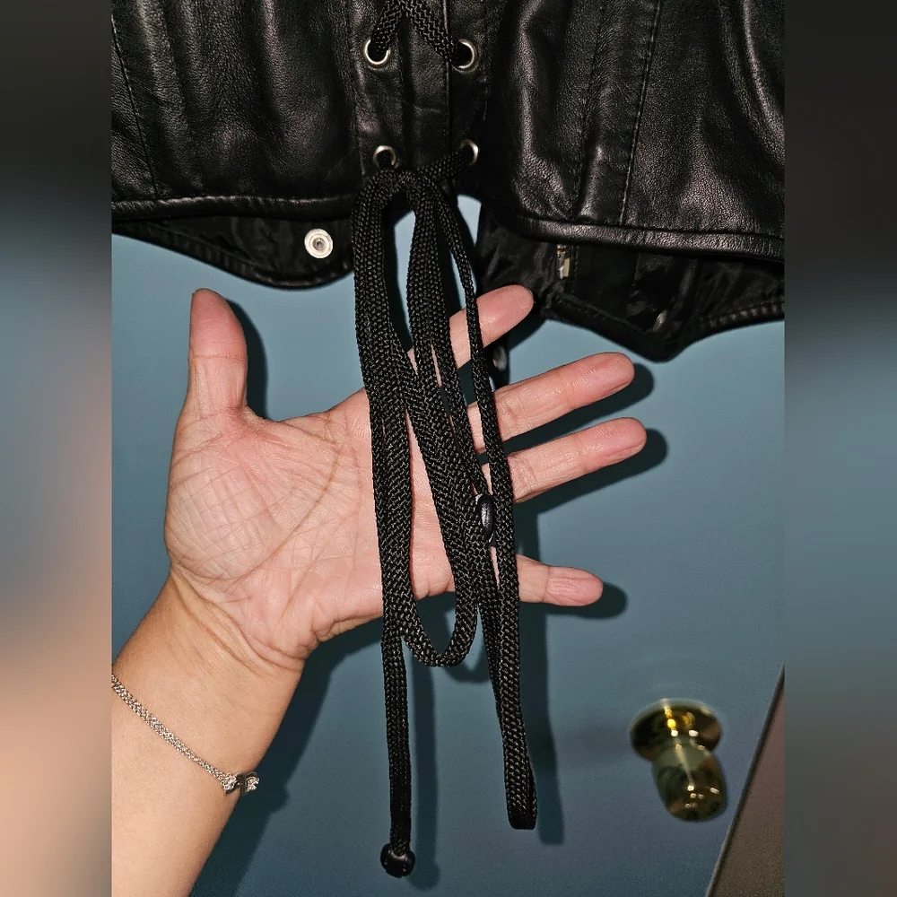 GENUINE LEATHER CORSET VICTORIAN VEST NO SIZE TAG M-L - Picture 4 of 6